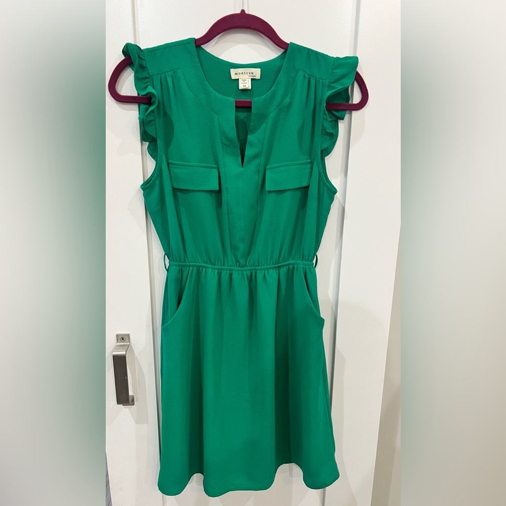 ⭐️3/$27⭐️ Monteau Green Flutter Sleeve V-Neck Sundress